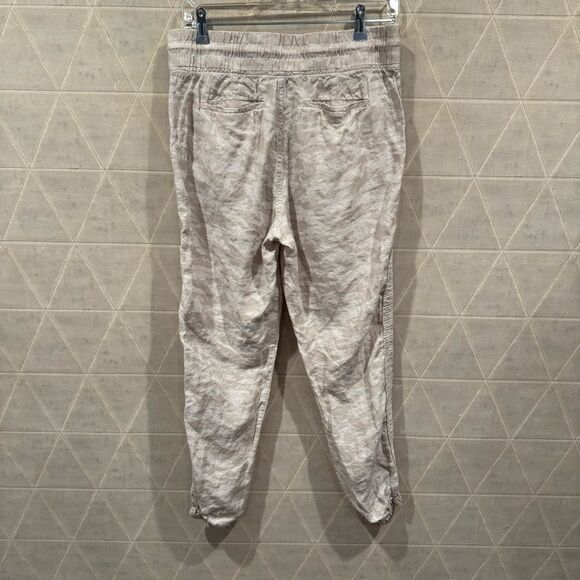 Athleta | Linen Cabo Tide Cream Camouflage Zip Pocket High Waist Joggers Pants 8 - Picture 4 of 7
